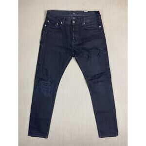 Mr Completley Jeans Mens 30 Black Distressed Casual Preppy Zip Pocket Denim